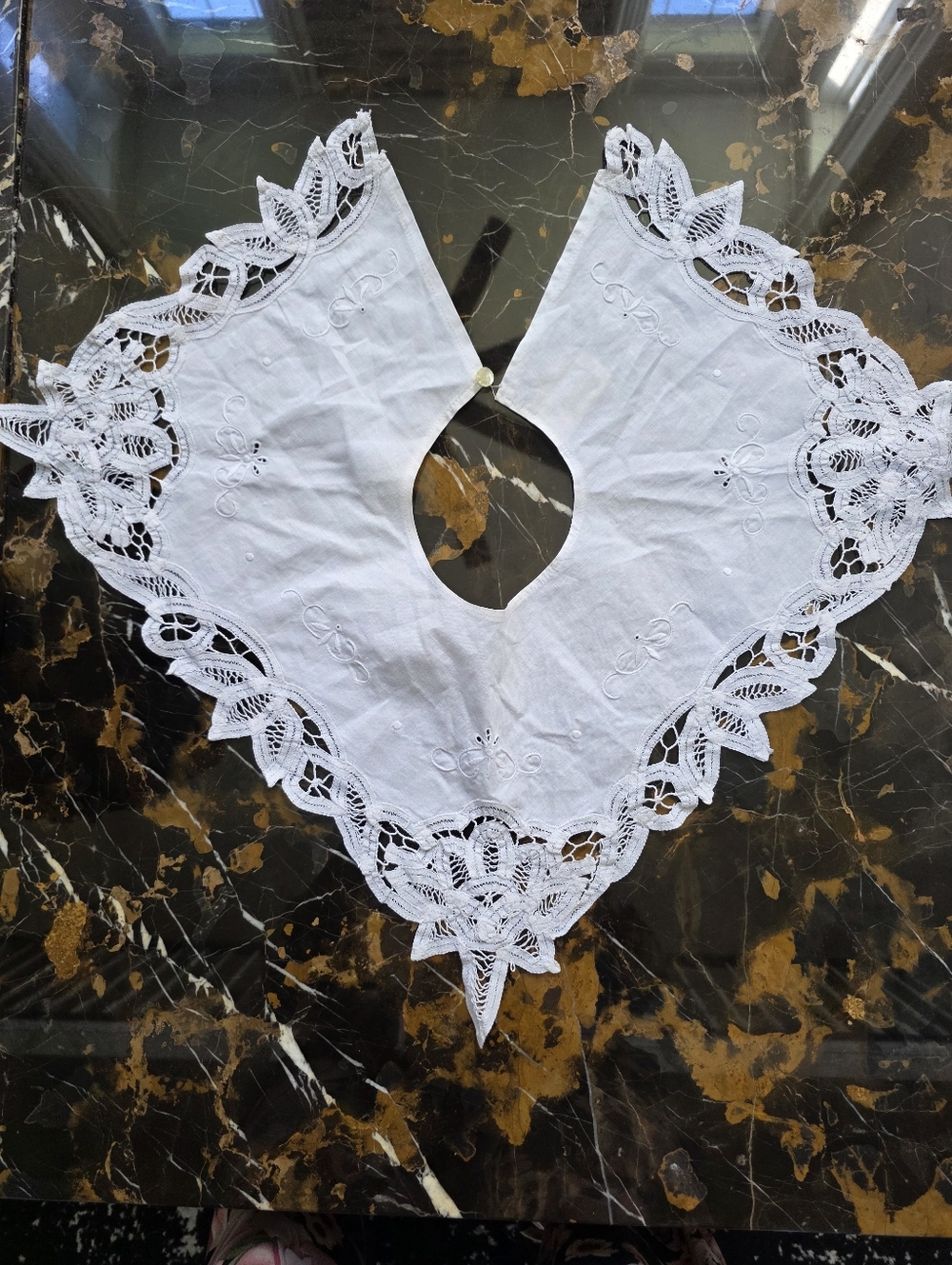 Vintage Cotton Eyelet Lace Cutout Embroidered Collar Cottagecore Adult Size